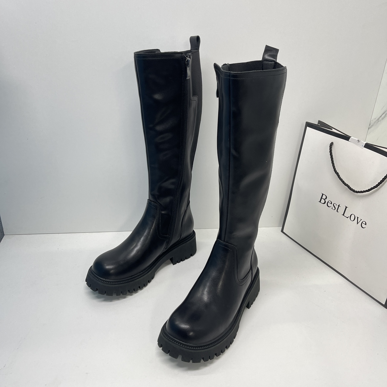 长筒靴英伦粗跟马丁靴女骑士靴