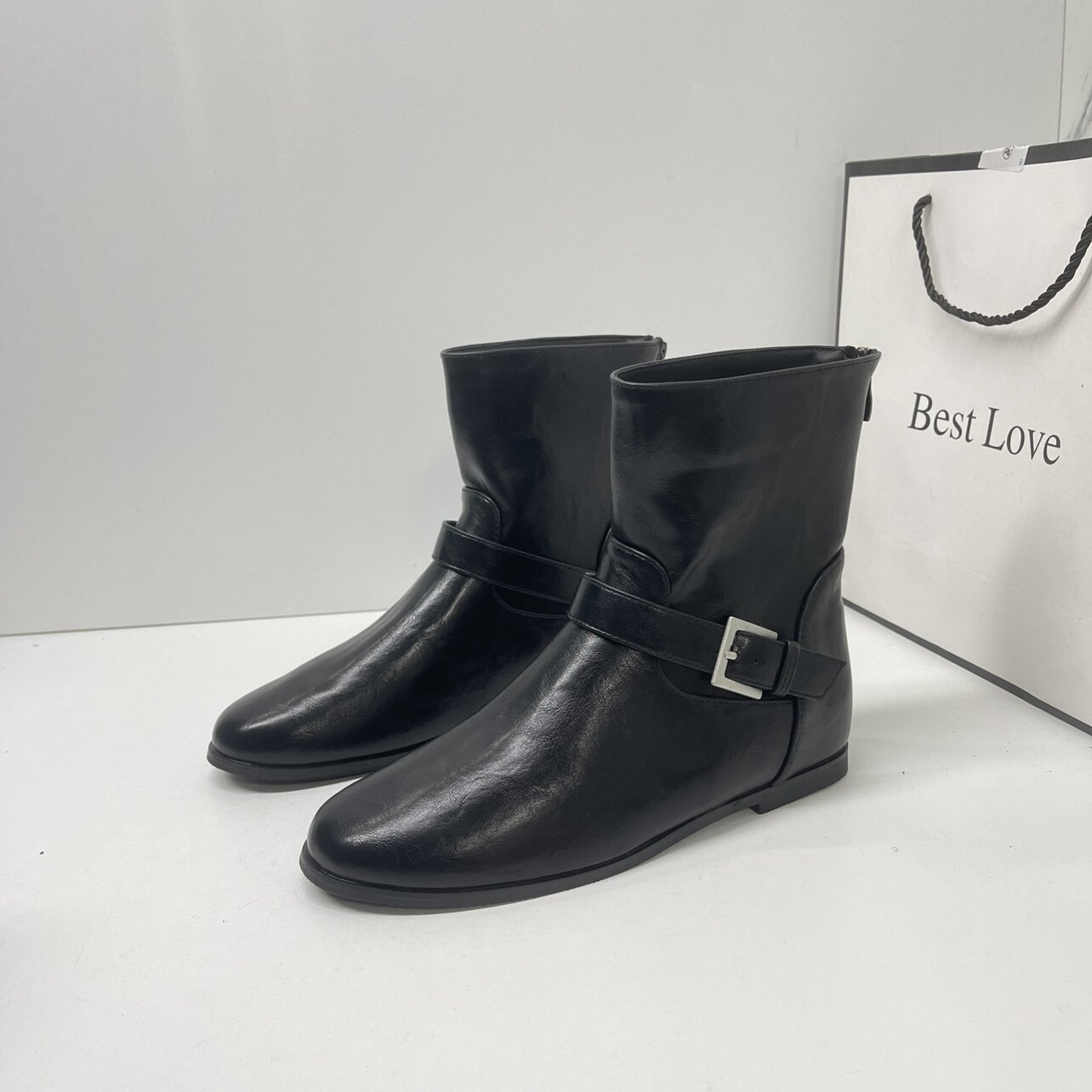 2025秋冬小众套筒短靴内增高皮带扣马丁靴女法式显瘦绒面西部靴,女鞋,西部靴,淘宝优惠券,粉丝福利购,淘宝优惠卷