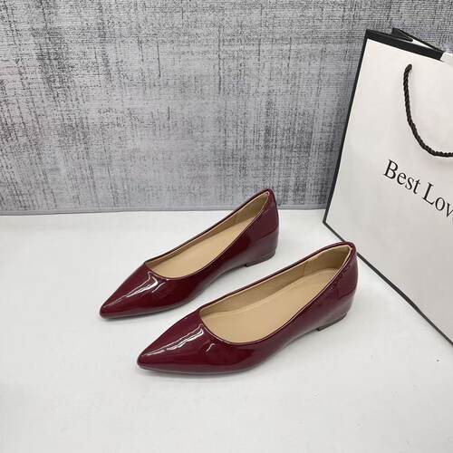 法式尖头内增高4cm红色单鞋