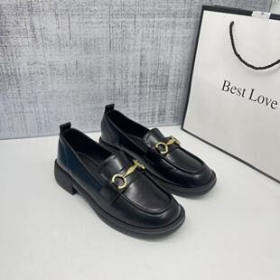 jk一脚蹬软皮复古平跟马衔扣软底乐福鞋 英伦风小皮鞋 2026春秋单鞋