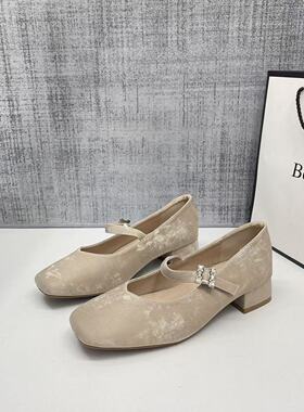 2026新款新中式国风玛丽珍鞋女夏配裙子粗跟单鞋浅口晚晚鞋大码40