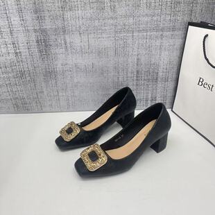 国风中跟女鞋 法式 浅口气质温柔鞋 女春2026新款 子 晚风粗跟5cm单鞋