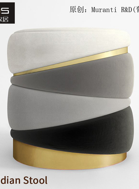 初森Obsidian Stool黑曜石凳轻奢创意布艺圆凳软包沙发凳子矮凳
