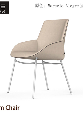初森 Noom Chairs 努姆椅设计师布艺单椅定型棉钢脚北欧软包餐椅