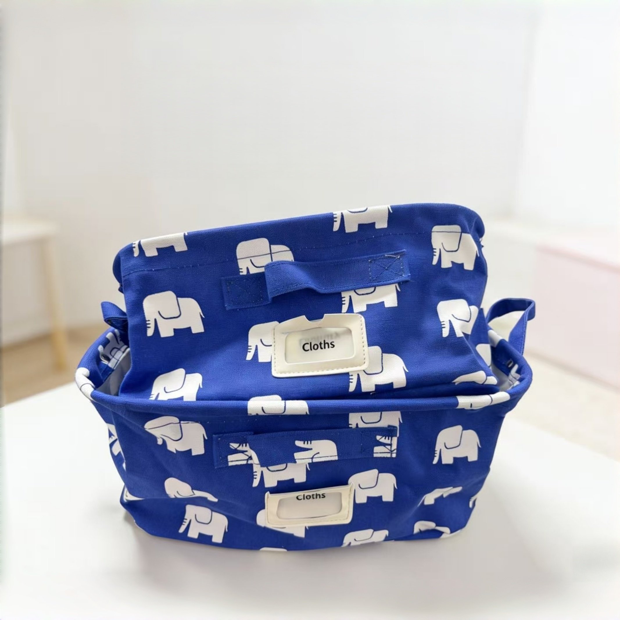 【强哥百货仓】大尺寸棉麻带提手桌面杂物筐橱柜布艺收纳篮杂物蓝,收纳整理,饭盒袋,淘宝优惠券,粉丝福利购,淘宝优惠卷