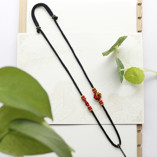 纯手工编绳编织项链绳吊坠挂绳毛衣链本命年红色男女搭配金饰定制