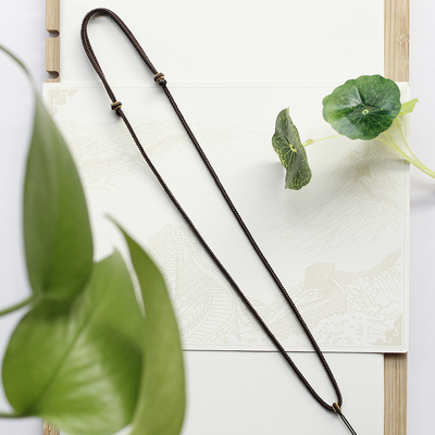 纯手工编织编绳素绳款毛衣链项链绳吊坠挂绳颈绳深咖色定制颜色