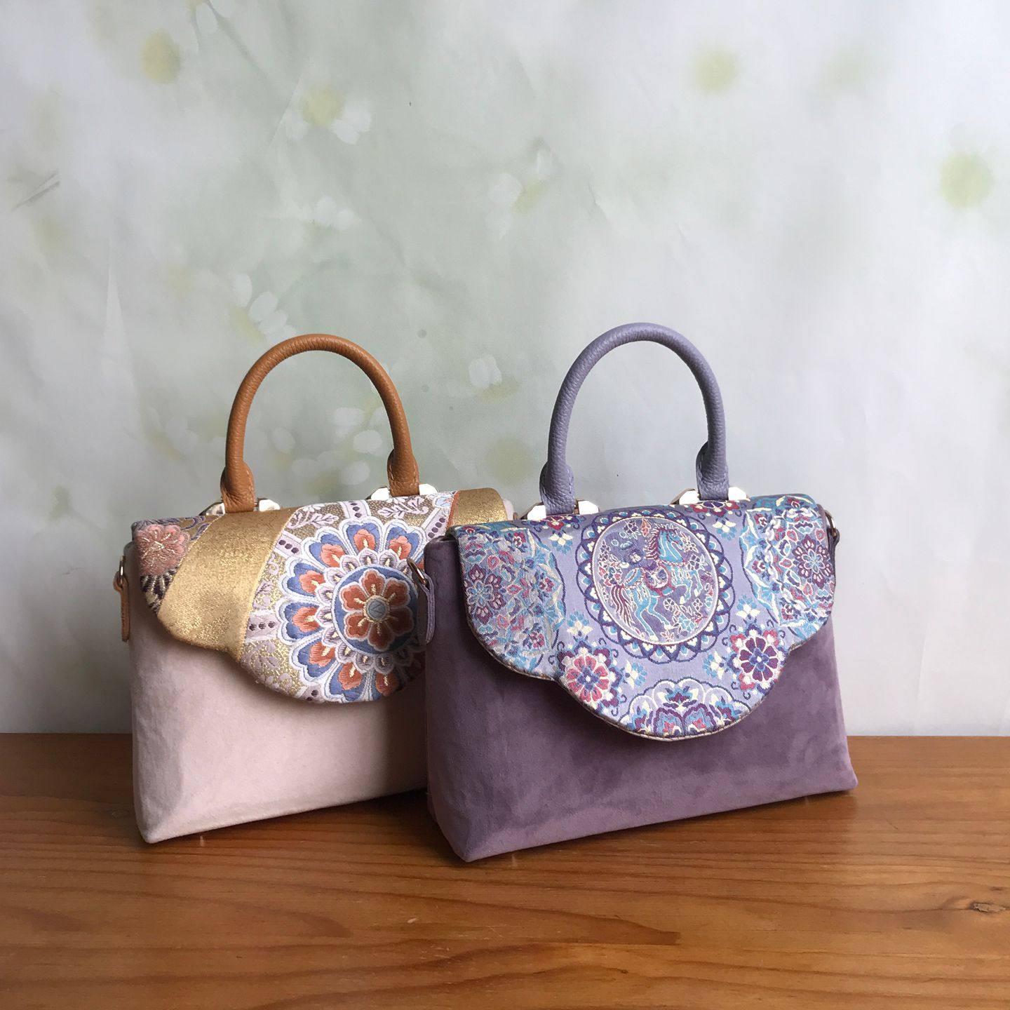 如意翻盖皮拎手包钥钥手工自制DIY宋锦解闷手作缝制礼物