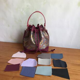 荔枝纹气眼水桶包钥钥手工真皮手工diy材料包自制新中式 国风包包