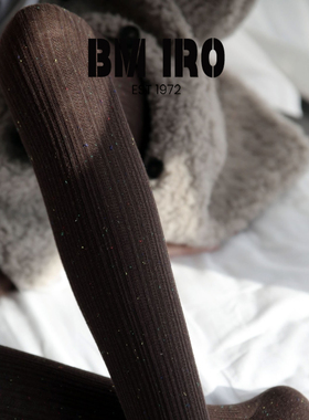 日本BM iro复古时髦点点纱针织竖条纹连裤袜女加厚保暖显瘦打底袜