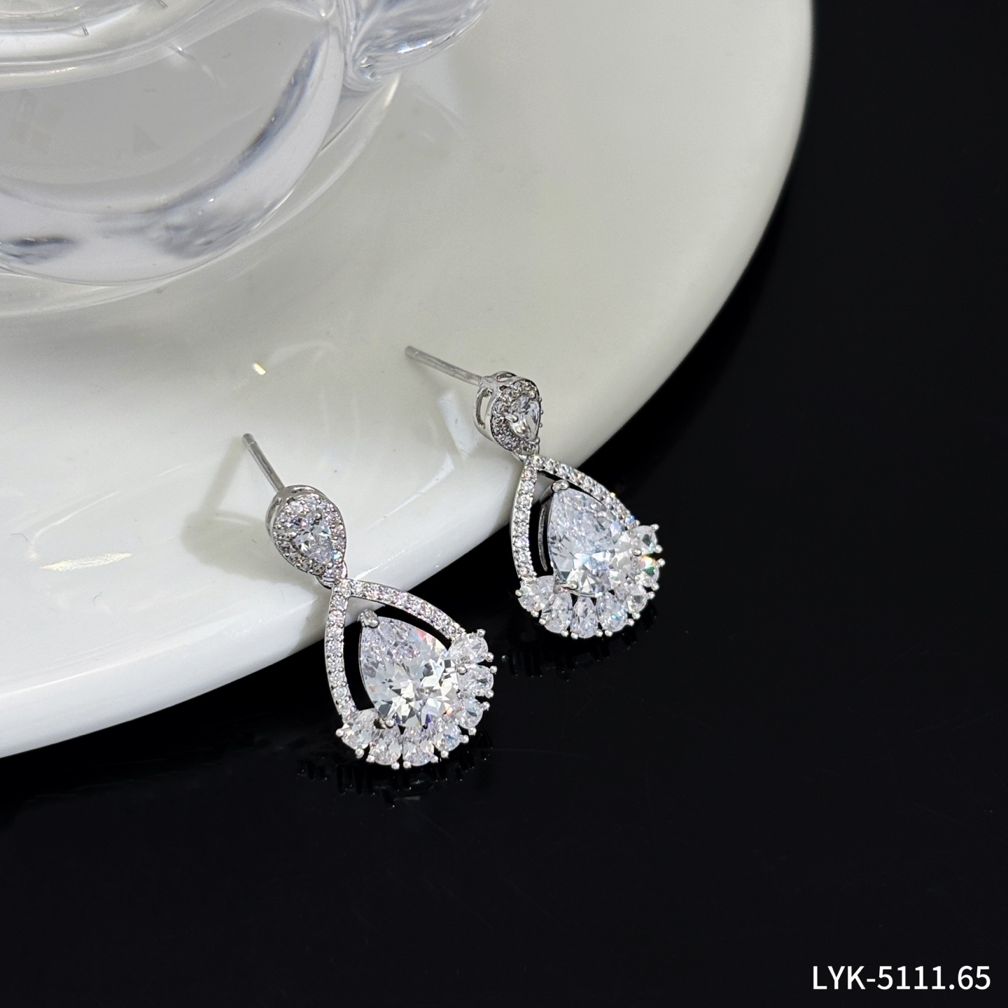 丽银丽贝丽影银针精致气质轻奢高级感水滴锆石耳钉女百搭耳环耳饰