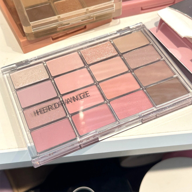 韩系灰粉玫瑰~低饱和眼影盘16色哑光珠光细闪修容提亮卧蚕腮红,彩妆/香水/美妆工具,眼影,淘宝优惠券,粉丝福利购,淘宝优惠卷