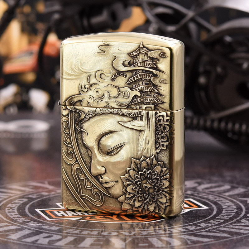 原装正品zippo打火机芝宝纯铜纯铜盔甲七级浮屠送礼自用佳品男士