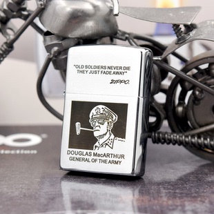 zippo打火机原装正品镀铬拉丝麦克阿瑟火机煤油防风男士送礼收藏