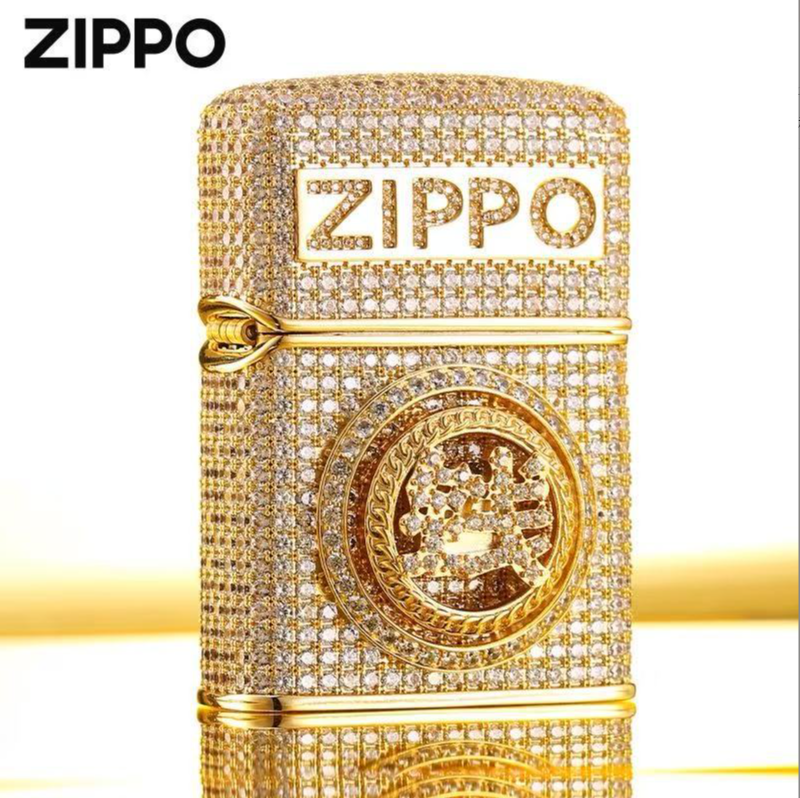 zippo打火机正品 满钻转钱防风送男友生日高档高颜值镶钻七夕礼物