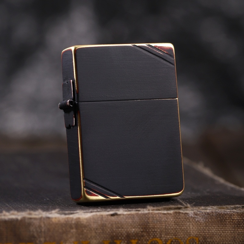 夜色zippo原装正品纯铜红与黑切角1935复刻炭烧收藏男正版防风
