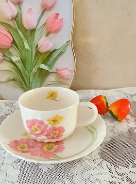 咖啡爱好者 丸井MARUI 骨瓷花毛茛花朵 咖啡杯碟 红茶杯 绝美