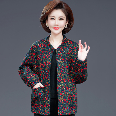 纯棉妈妈装短款碎花时尚风夹克衫
