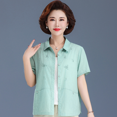 中老年短袖大码纯棉妈妈装女装