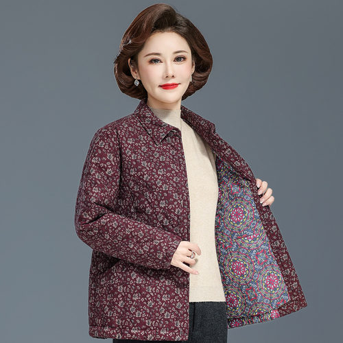 中老年妈妈秋冬夹棉外套奶奶纯棉