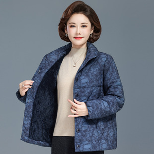 妈妈冬装新款加绒加厚棉衣老太太时尚棉服奶奶冬季短款外套洋气