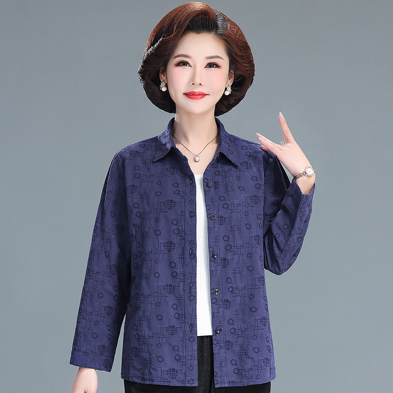 中老年长袖女装纯棉妈妈装衬衣