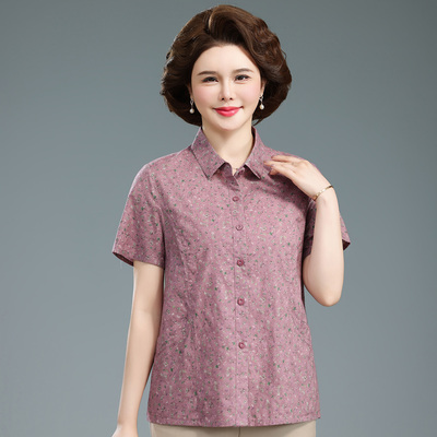 中老年夏装T恤衬衣短袖大码