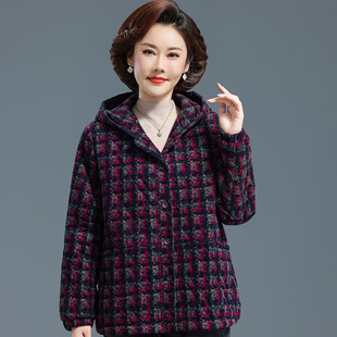 奶奶秋冬装上衣灯芯绒夹棉外套中老年人棉衣纯棉衣服薄棉服袄带帽