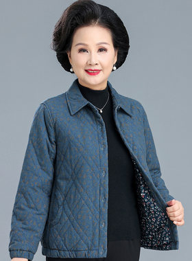 奶奶秋冬夹棉上衣老年人碎花纯棉