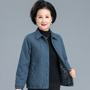 奶奶秋冬夹棉上衣老年人碎花纯棉外套妈妈秋季宽松小棉袄老人衣服