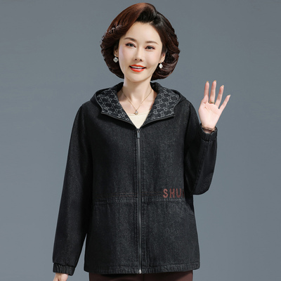 中老年女休闲纯棉牛仔上衣秋外套