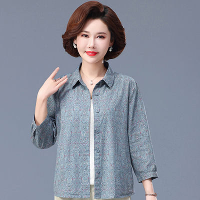 中老年女纯棉全棉时尚衬衣春夏