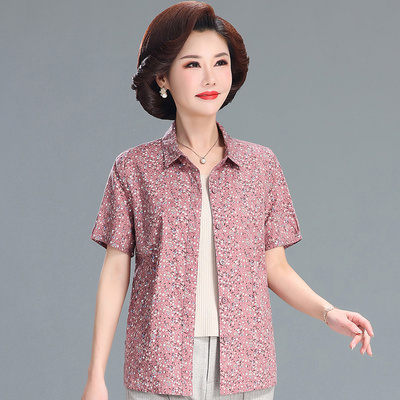 中老年短袖衬衣纯棉新款夏天
