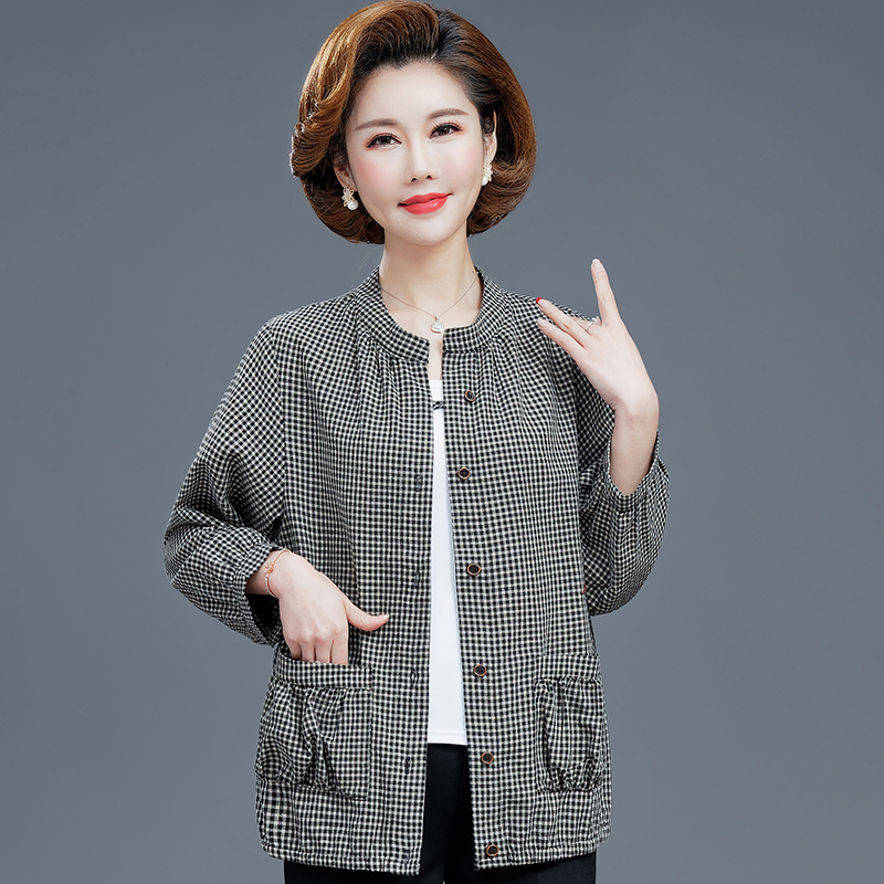 2025春夏季新款衬衫中老年女宽松韩版短款衬衣妈妈装大码纯棉上衣
