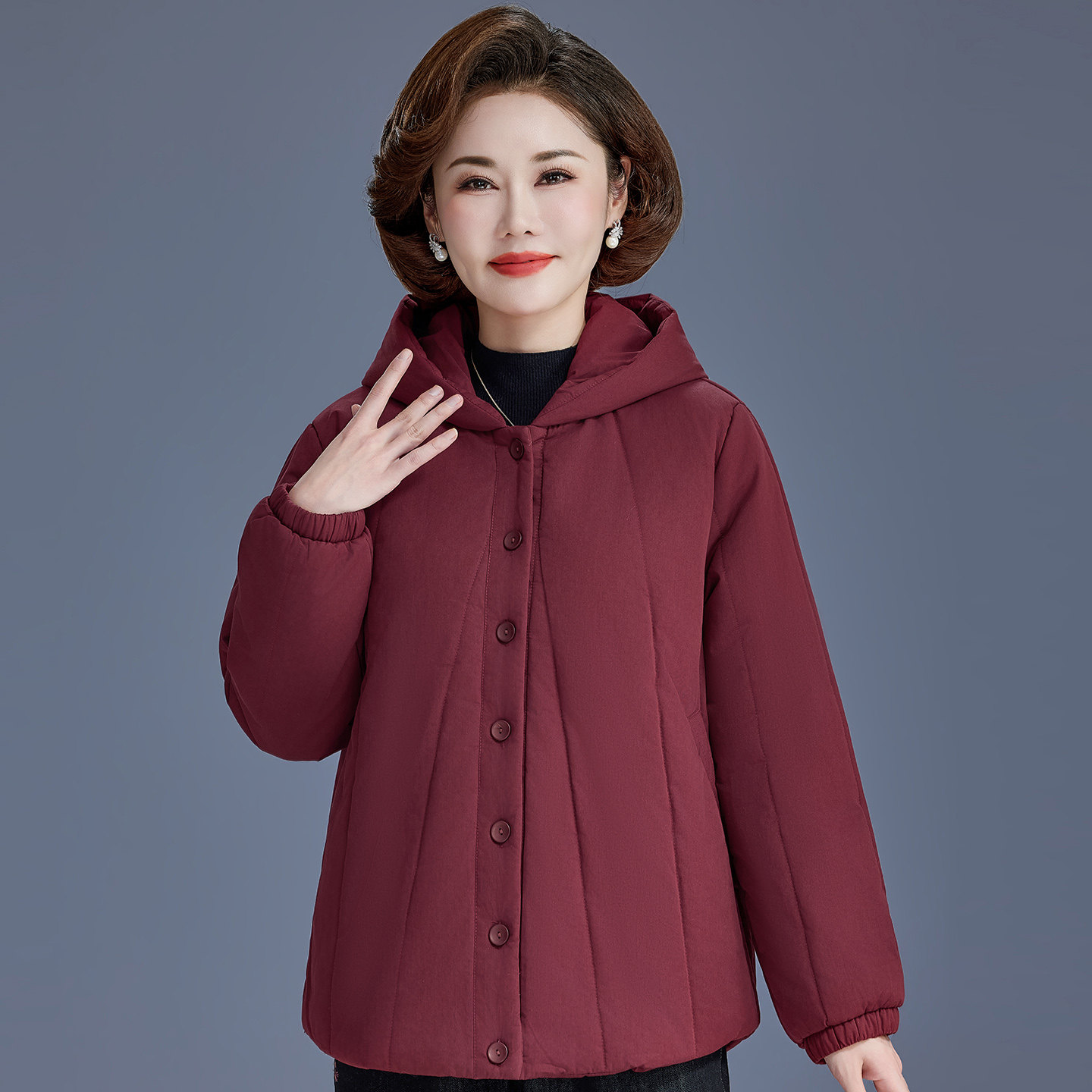 中老年人女妈妈秋冬外套夹棉纯棉