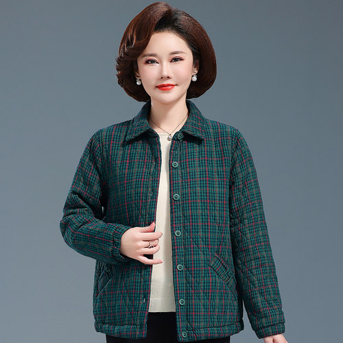 上衣夹棉中老年人宽松休闲长袖