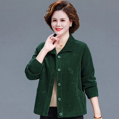 中老年长袖大码灯芯绒纯棉外套