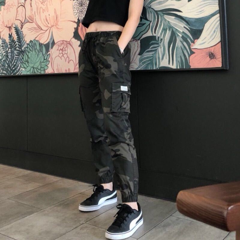 纯棉迷彩工装裤女秋夏