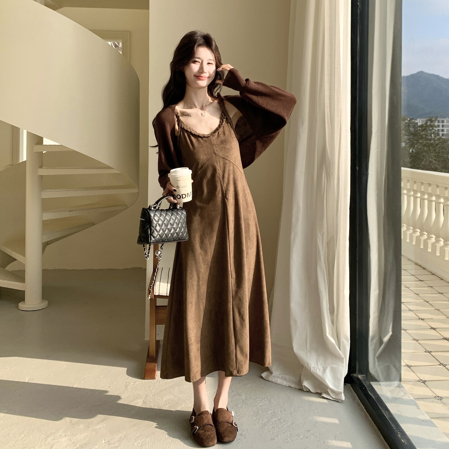 法式优质轻熟风巨好看针织开衫套装裙女春季新款吊带连衣裙两件套