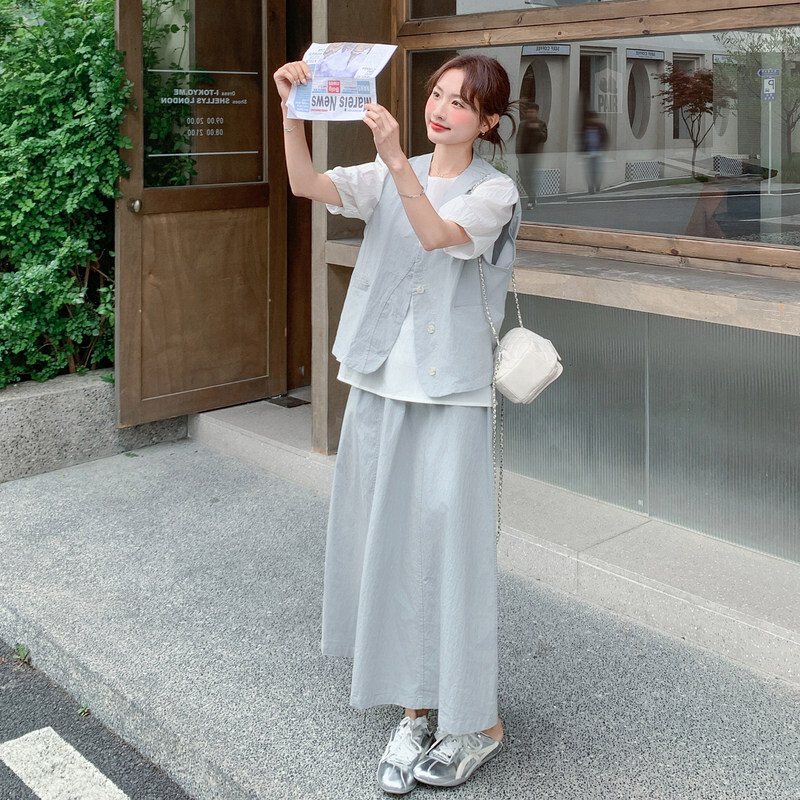 休闲新款上市优质精品疯狂促销甩卖热销推荐工装马甲短袖半身裙