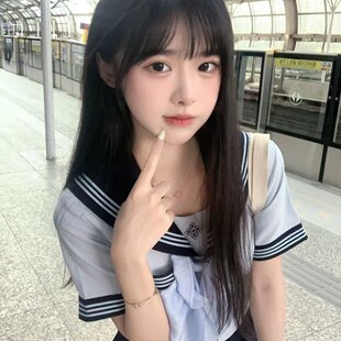 梗豆物语*抚蝶女子晴空蓝水手JK制服女套装高腰显瘦学生