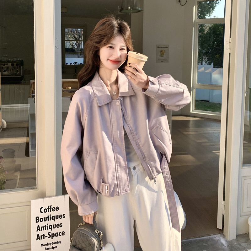 爆款显瘦立领新款上市宽松型美洋优质PU皮好看精品秋款皮衣外套