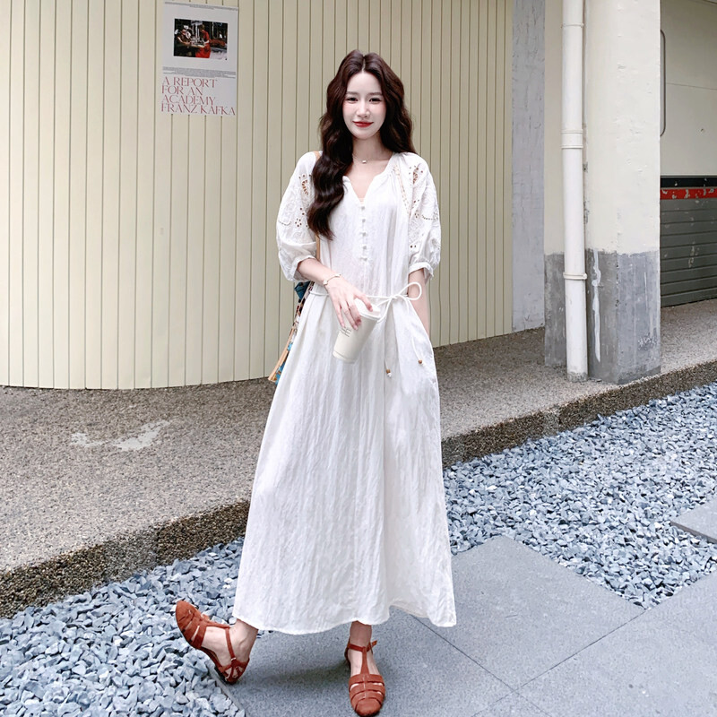 显瘦优质韩式度假精品大摆型夏季新款通勤气质包臀连衣裙女