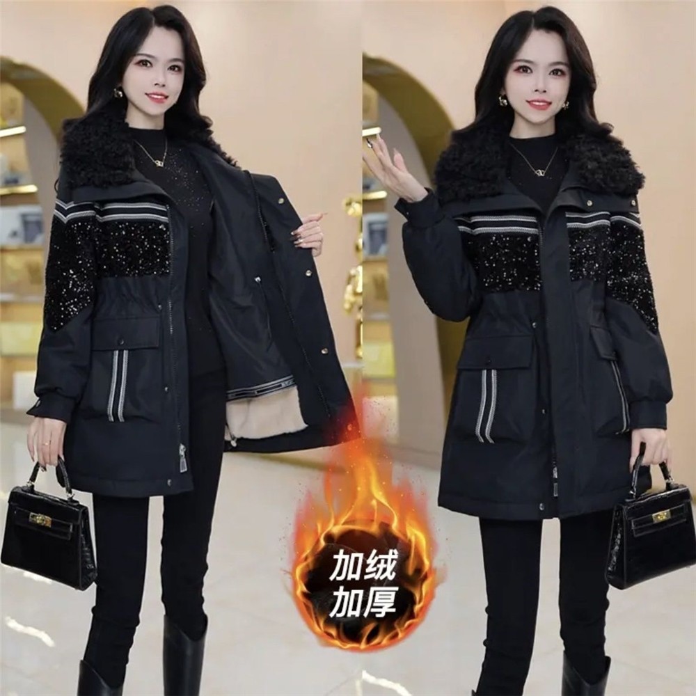 加绒加厚派克服女2025冬季新款洋气妈妈装收腰显瘦中长款保暖外套,女装/女士精品,棉衣/棉服,淘宝优惠券,粉丝福利购,淘宝优惠卷