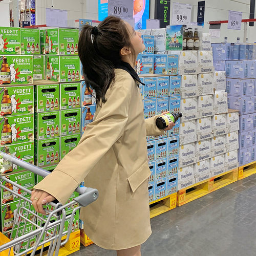 性价比卡其色大衣新款上市2026年秋季翻领优质中长款高风衣外套