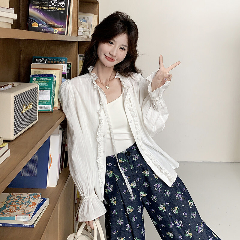 优质长裤精品通用型疯狂促销长袖甩卖新款仙女风衬衫牛仔裤套装