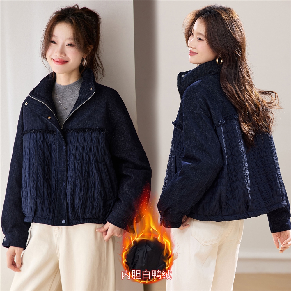 2025冬季新款休闲优雅时尚无帽女士保暖加厚90绒羽绒服