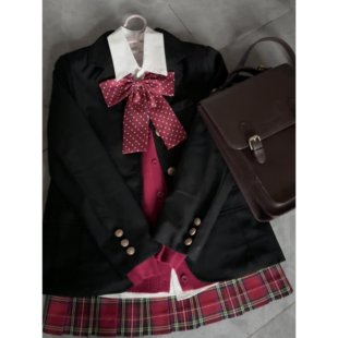 女收腰 秋冬学院风班服黑色三粒扣西服格裙套装 jk正版 西装
