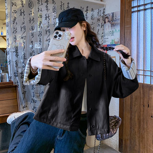 休闲复古优质宽松型美洋精品皮衣女新品新款甜酷机车风百搭皮夹克