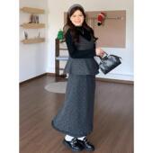 大码 吊带背心半裙三件套女胖mm显瘦深冬穿搭一整套 韩系叠穿打底衫